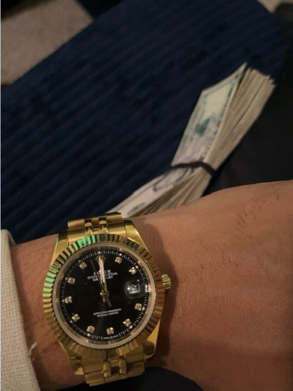 Gold Men's Luxury Watch with Black Dial